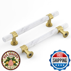 Rergy 10pk White Marble & Matte Gold Cabinet Handles Drawer Pulls Knobs