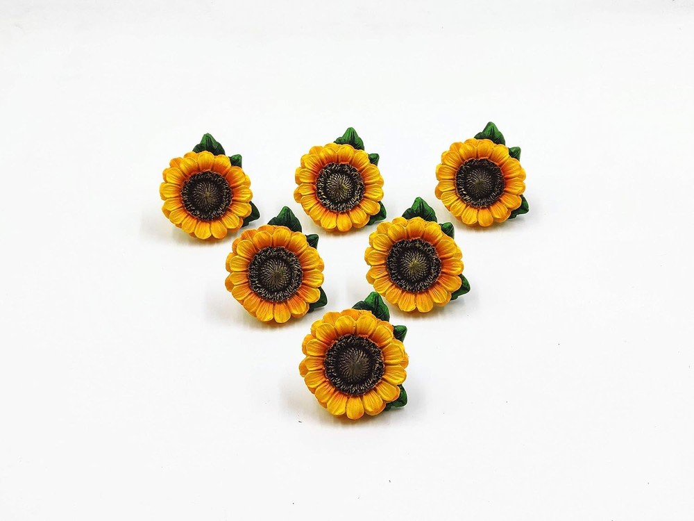 SnS Sunflower Resin Drawer Pulls Vintage Kitchen 6 Pack
