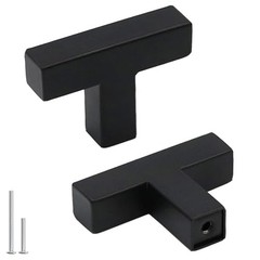 Pack Square T Bar Knobs Cabinet Pull Drawer Handles Single Hole 5 Black
