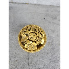Vintage Brass Floral Door Knob with Embossed Backplate Spain 2.5” – Tarnished