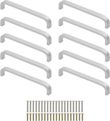 Pack of 10 Cabinet Handle Set Arched Curved Silver Drawer Wardrobe Door Pull