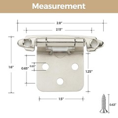 50 Pack 25 Pair Brushed Nickel Cabinet Hinges 1/2 inch Overlay Kitchen Cabin…