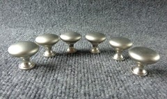 Set of 6 Brushed Nickel Knob Mushroom Shape Kitchen Cabinet Drawer Pull Handle