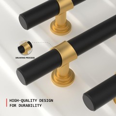 10 Pack Black and Gold Cabinet Handles 3 Inch Hole Centers Brushed Brass Dres…