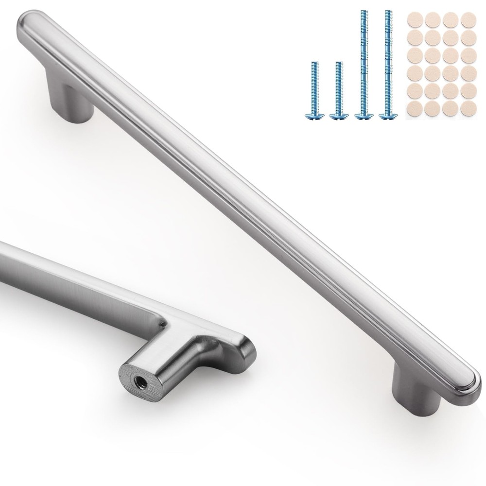 10 Pack Brushed Satin Nickel Cabinet Handles,5 Inch(128mm) Hole Center Drawer…