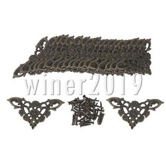 Antique Zinc Alloy Vintage Desk Shelf Edge Cover Corner 34X34mm Pack of 20