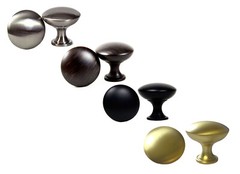 Round Mushroom Knob Kitchen Cabinet Hardware Nickel, Gold, Black or Bronze