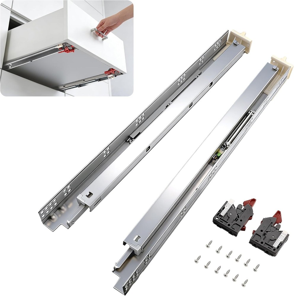 Knobonly 6 Pairs 21″ Soft Close Drawer Rails Undermount