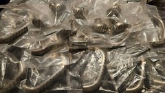 Laurey Milan Cabinet Hardware Satin Pewter 7 Knobs & 10 Pulls NOS