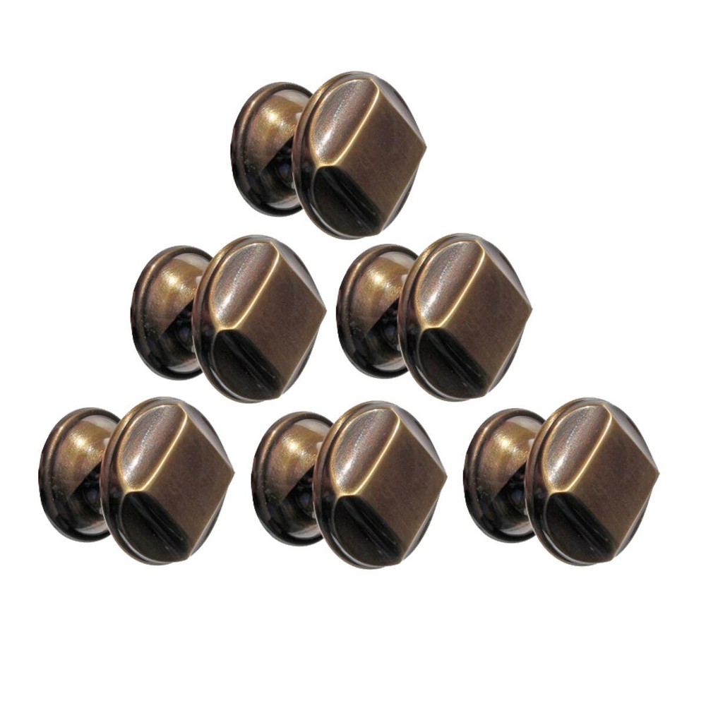 6 Cabinet Knob Antique Solid Brass 1″ Dia |Renovator’s Supply