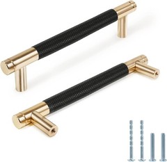 Knurled Cabinet Pulls 12 Pack, 6 Inch Long 128mm | 5 inch C/C, Black