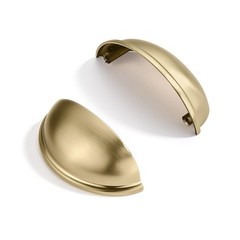 10 PCS Brushed Brass Cabinet Cup Pulls 2.5 Inch Hole Center Drawer Knobs