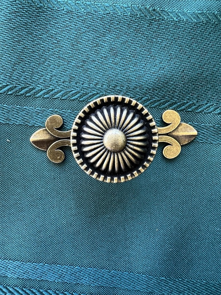 Set Of 3 Brass Cabinet Drawer Knobs Pulls with Backplate And Screws New