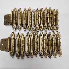 22 Lot Vintage Antique Gold Tone Cabinet Hinges Ornate Decorative Hardware 3″