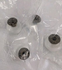 6 Vintage FARMHOUSE Small Porcelain Ceramic Drawer Cabinet Door Pull Knobs READ