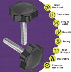 M8 x 40mm Hex Star Knob 2-Piece Set – Perfect for Home Repairs and Equipment