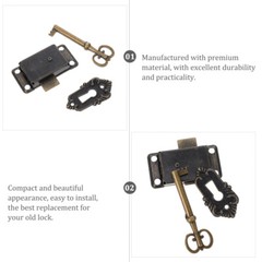 2PCS Jewelry Case Lock Jewelry Jewelry Box Latches Antique Lock and Key