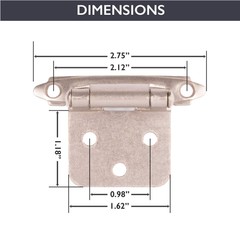 Self Closing Cabinet Hinges Satin Nickel, 50 Pack – Variable Overlay Flush