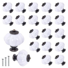 Acrylic Pumpkin Knobs, White Cabinet knobs Set of 20 Vintage White 20 Pack