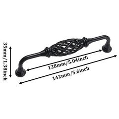 4 PCS 128mm Black Birdcage Cabinet Handle Pull, Cast Iron, Antique, Drawer