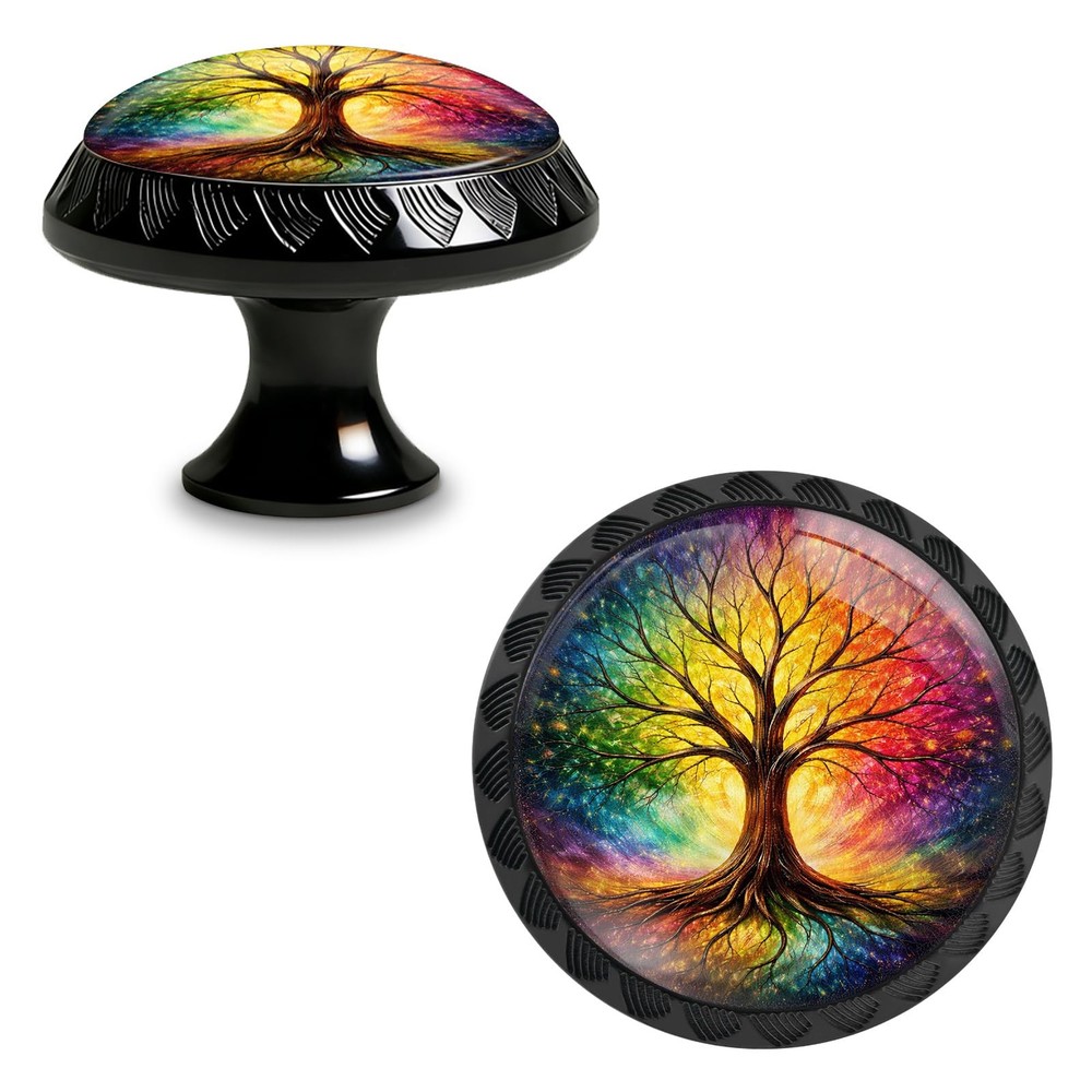 4 Pack Rainbow Tree of Life Kitchen Cabinet Knobs Acrylic Round Drawer Pulls …