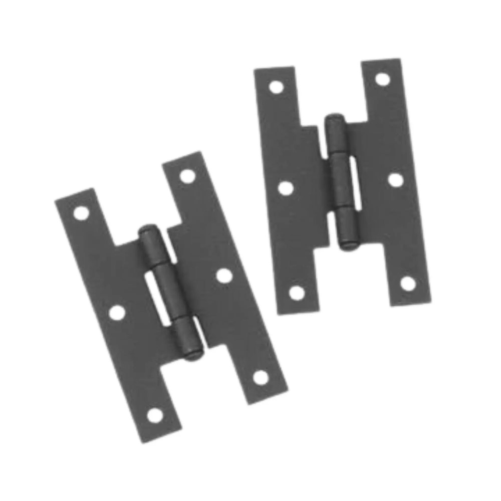 3″ Wrought Iron H Hinges – Black Steel Cabinet Hinges WITH SCREWS Pk of 2