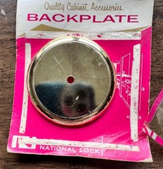 VTG Set of 5 Gold Tone Round Art Deco Cabinet Backplates by National Lock – New