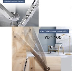 100N Heavy Duty Soft Close Lid Support Hinge, Chest Hinge Heavy Lid Hinges fo…