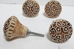 4pc Vintage Style Mosaic Ceramic PULL KNOBS Decorative for Door Drawer Cabinet