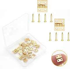 Mini Brass Hinges 10x8mm Golden 24 Pcs | 180 Degree Rotation Miniature Furni