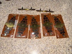 Lot 5 Amerock T-704 Brass Cabinet Door Drawer Knob Backplate Large 3″ x 6-3/8″