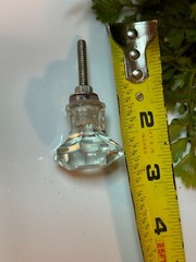LOT 4; DRAWER CABINET KNOBS PULLS Flower Floral Clear Glass Fancy Chic Cottage