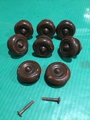 Lot of 8 Vintage Bullseye Drawer Cabinet Dresser Pull Wood w/ 1-7/8″ Lag Screw