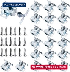 20 Pcs Cabinet Door Latch and Catch Hardware,Silver | Double Roller Catch Cabine