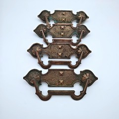 Spanish Revival Mission Drawer Pulls Brass Tone Hardware Set 4 Vintage W1013
