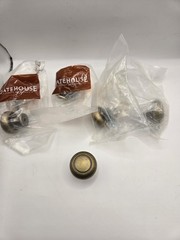 New Gatehouse Antique Brass Cabinet Knobs Round Bullseye Drawer Pulls Lot of 5