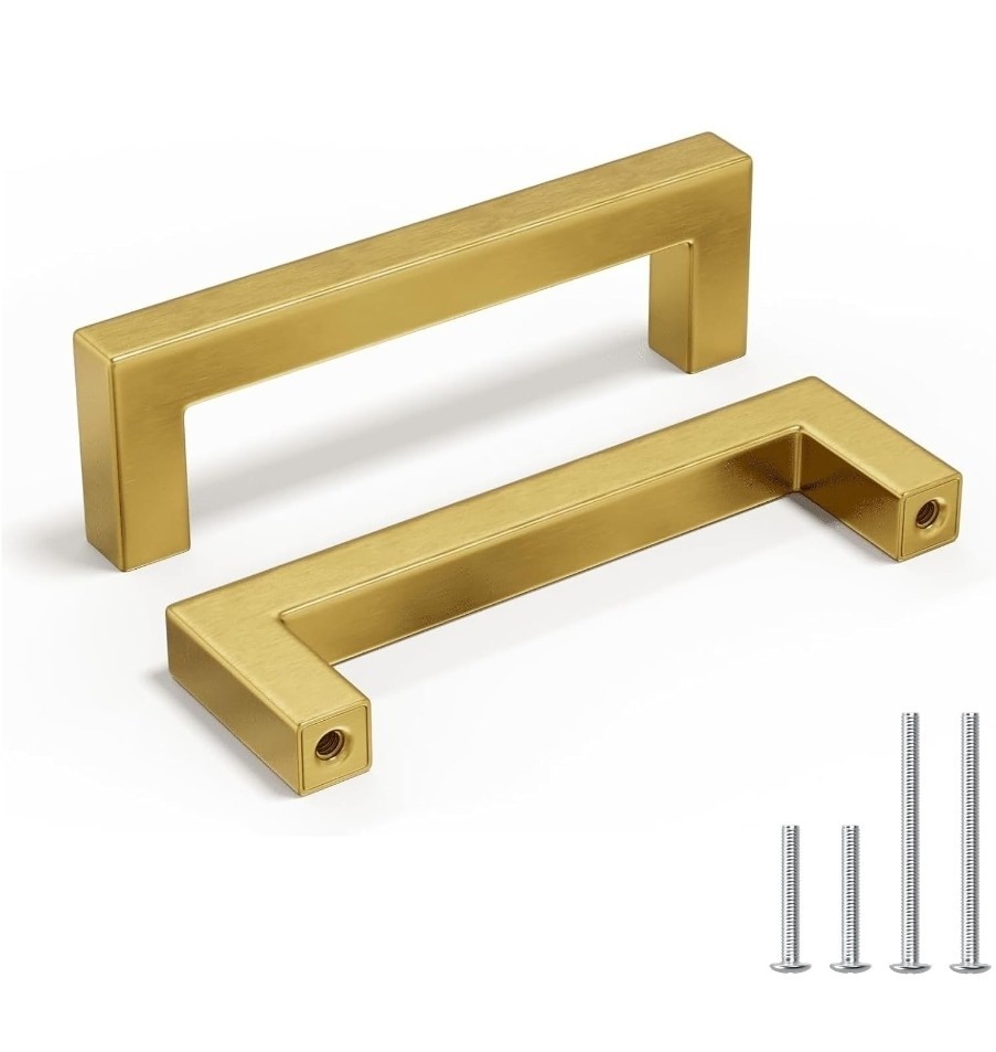 10 Pack homdiy Gold Handles for Cabinets Kitchen Cabinet Handles Brushed Brass.