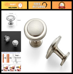 Brushed Nickel Round Cabinet Knobs 1-1/4″ – 30 Pack Solid Zinc Pulls, Drawer Har
