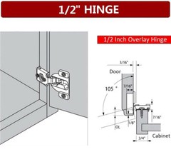 LOT of 1/2″ Overlay Self Close Face Frame 105° Compact Concealed Cabinet Hinge