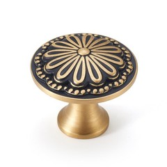 FLIRABBIT Black and Brushed-Gold Cabinet-Knobs – 10 Pack Flower Brass Drawer …