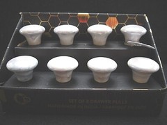 NEW Boxed Set Cabinet Hardware, Ceramic Knobs, , Beige or White
