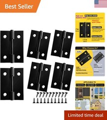 Black Coated 2” Hinges – 6PCS for Indoor/Outdoor Use and Easy Install