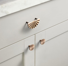 Goo-Ki 1.5”(38mm) Dia Brushed Copper Cabinet Knob, Big Zinc Alloy Drawer Knobs