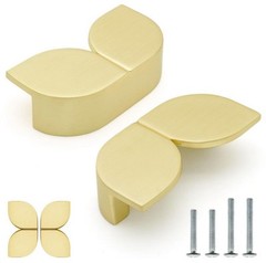 Brushed Gold Cabinet Pulls Set Of 10 Door Drawer Knobs 2.5 In 64mm Hole Centers