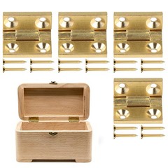 4 Pcs Mini Solid Brass Hinges with Screws for Wooden Boxes and Jewelry Cases,…