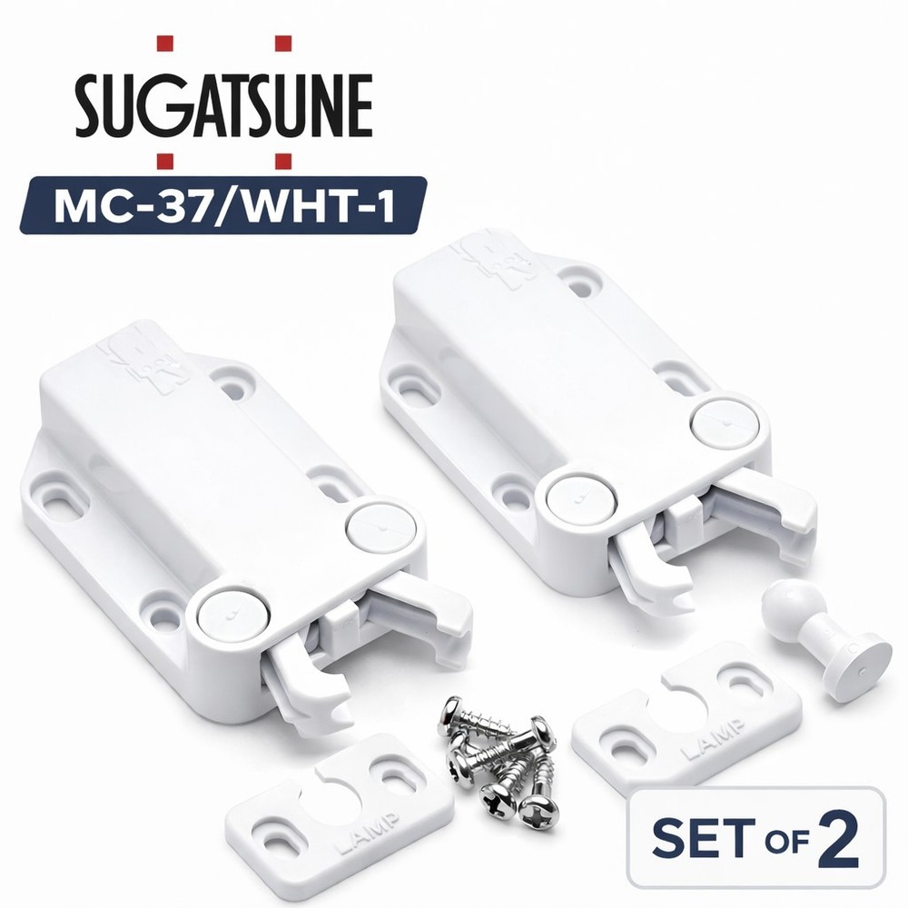 Sugatsune MC-37/WHT-1 Touch Latch Push Open Non-Magnetic Cabinet White LOT Of 2