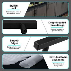 Matte Black Modern Square Cabinet Handles Bar Pulls Knob Kitchen Stainless Steel