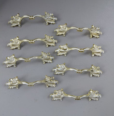 8 Vintage Ajax 990 French Provincial Drawer Cabinet Door Handle Pulls Gold White