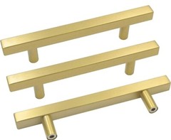 30 Brushed Gold Kitchen Square Cabinet Handles Drawers Pulls Knobs Steel 286