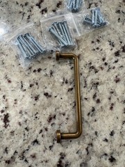 Lot of 6 Cabinet Drawer Bar Pulls Antique Brass Fluted Round Bases Hardware